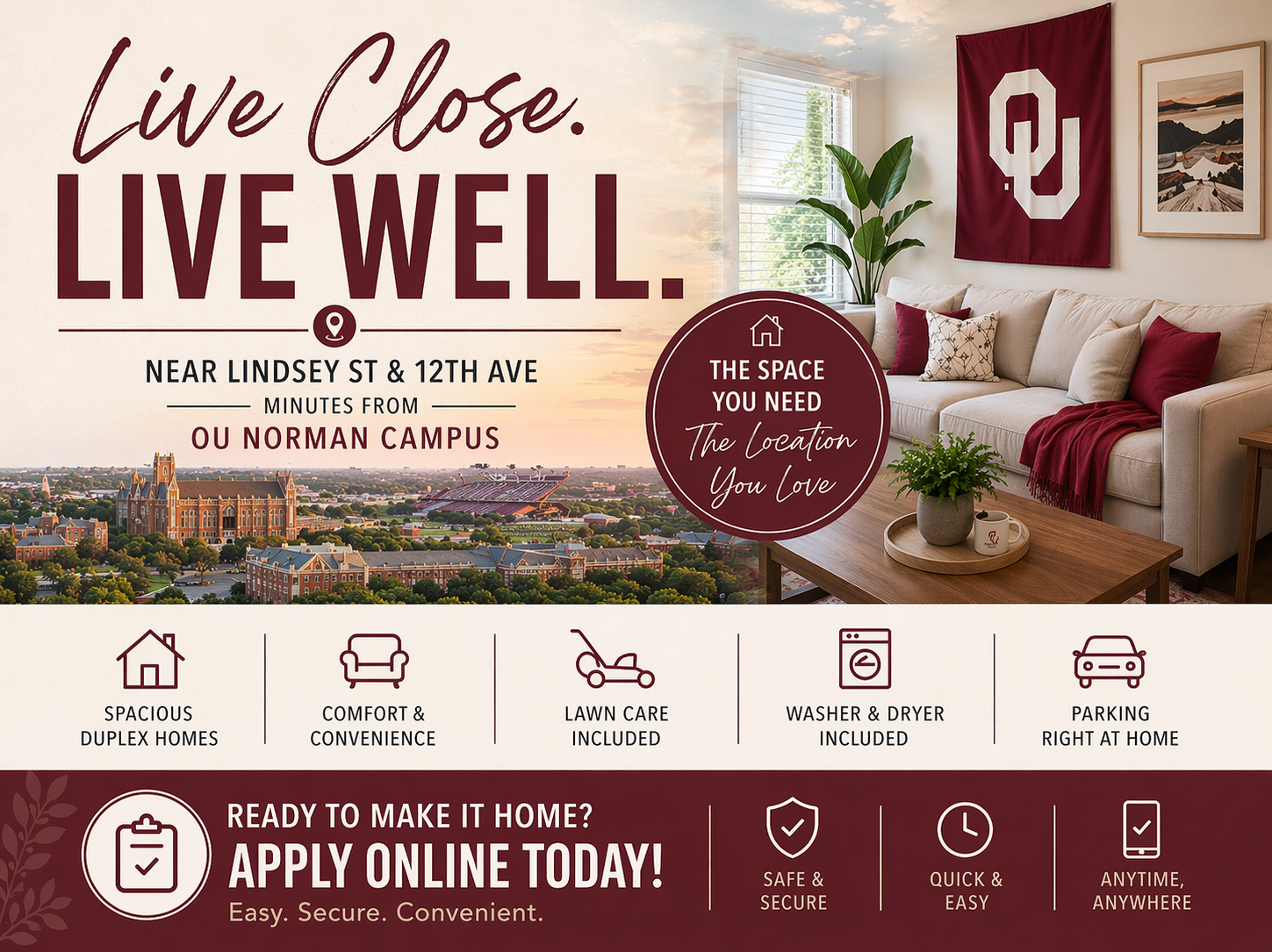 Live Close. Live Well. Near OU Norman Campus.